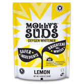 Molly's Suds Oxygen Whitener bottle boosts whites with chlorine-free whitening and stain removal.