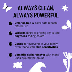 Molly's Suds Oxygen Whitener packaging front highlights lavender scent and plant-based formula