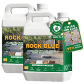 MOLYLY Rock Glue bottle in a garden scene for effortless landscape bonding.