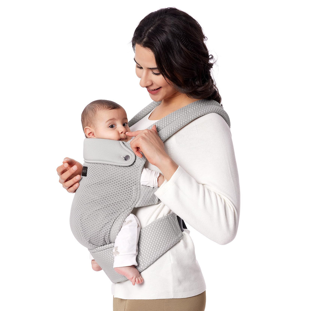 Momcozy breathable mesh carrier front view for hands-free daily use