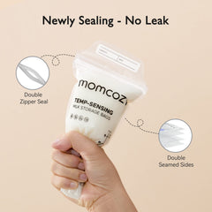 Close-up of Momcozy double-seal zipper preventing leaks