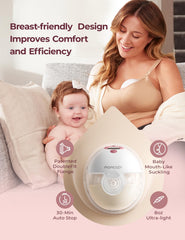 Momcozy M5 quiet, cordless design supports pumping anywhere without cables.