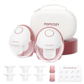 Momcozy M6 wearable pump in-bra fit enables discreet hands-free pumping.