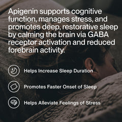 Momentous Apigenin bottle label close-up showing NSF certification and quality