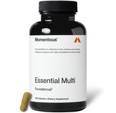 Momentous Essential Multivitamin bottle for daily wellness and energy support.