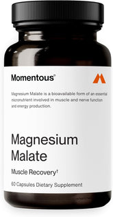 Momentous Magnesium Malate bottle pour showcasing energy support potential.