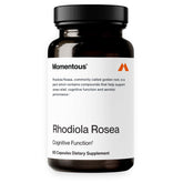 Momentous Rhodiola Rosea bottle close-up for potential energy support and stress resilience.