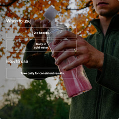Momentous Vital Aminos tropical-punch glass reveals a refreshing workout drink.