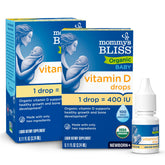 Mommy's Bliss vitamin D drops bottle with dropper for babies, easy daily dose.