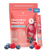 Mommy Knows Best Mom Fuel powder dissolving in water for refreshing hydration