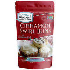 Mom's Place Gluten-Free cinnamon swirl bun bake in sheet pan, bakery-style aroma.