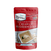 Mom's Place Gluten-Free Cream of Mushroom soup mix packaging on shelf highlights allergen-free formula