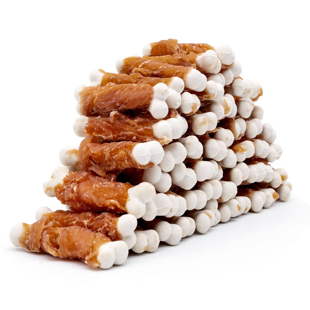 MON2SUN dog treats chicken-wrapped calcium bones for small dogs, 2-3 inch chew