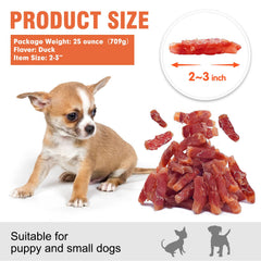 MON2SUN Duck Wrapped Sweet Potato Dog Treats resealable pouch on display.