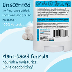Close-up of Mona Unscented stick highlighting natural ingredients
