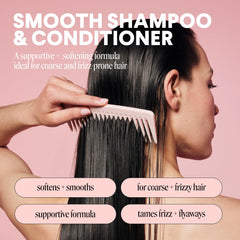 MONDAY Haircare Smooth bottle closeup with pink packaging and premium look.