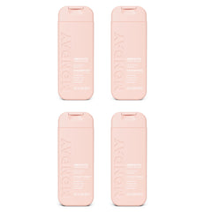 MONDAY Haircare SMOOTH shampoo bottle front shows frizz-control formula in action.