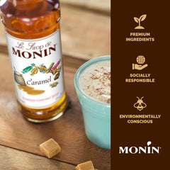 Cafe-style latte enhanced by Monin Caramel Syrup.