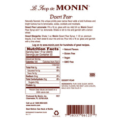 Monin Desert Pear Syrup pour adds pear and cactus notes to beverages.