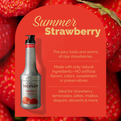 Close-up of strawberry seeds texture in Monin Purée