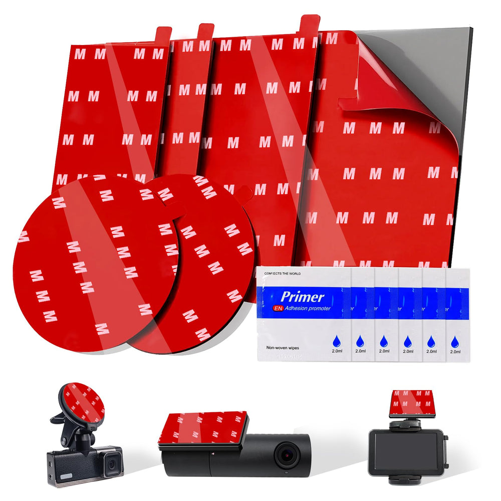 Monsensiy square 72mm dash cam pad for secure, high-coverage mounting on hot dashboards.