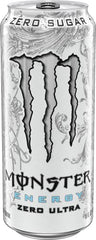 Monster Energy Zero Ultra can angled view emphasizing refreshing, lighter taste