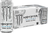 Monster Energy Zero Ultra can front view highlighting zero sugar and low calories