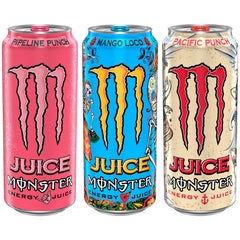Monster Juice Variety Pack 16 oz can offers three flavors for on-the-go energy and flavor exploration.