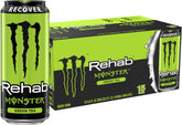 Monster Rehab Green Tea bottle front view showing hydration-focused design and flavor notes