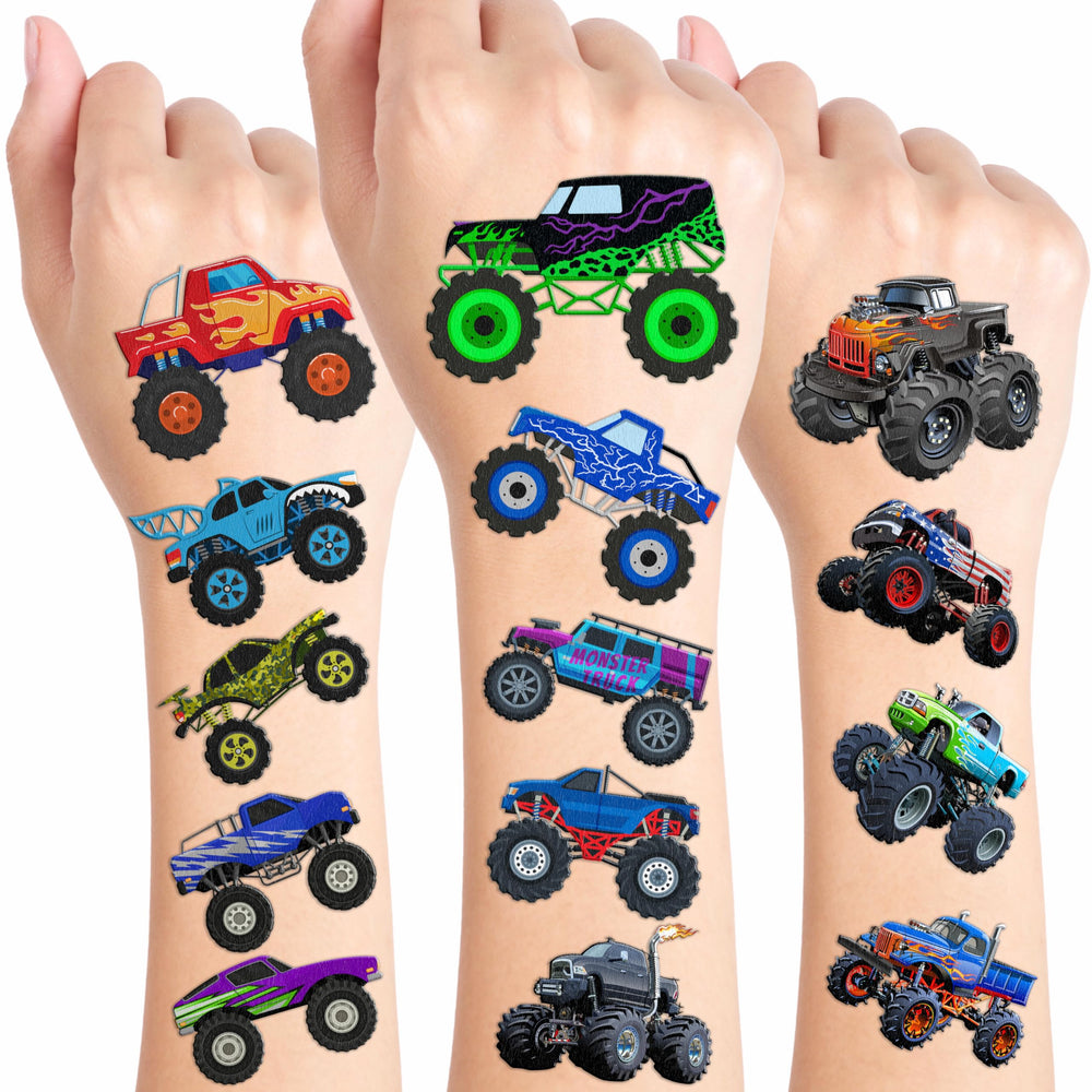 Monster Truck pre-cut tattoo sheet 1 for party favors and playtime