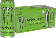 Monster Ultra Paradise can front view with zero sugar and island flavors.