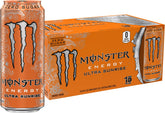 Monster Ultra Sunrise can front view, zero sugar energy for busy mornings.