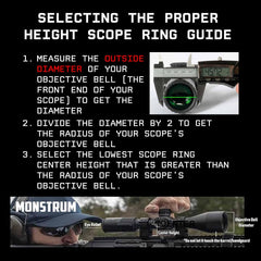 Monstrum scope rings, 1.00 inch height, precise alignment on Picatinny rails