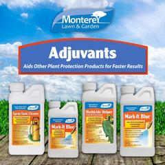 Monterey Mark-It Blue application on lawn shows visible spray zones