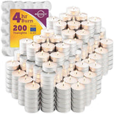 Montopack bulk 200-pack tea lights provide warm ambient lighting for events.
