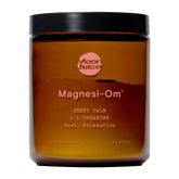 Moon Juice Magnesi-Om bottle label closeup highlighting chelated magnesium for calm.