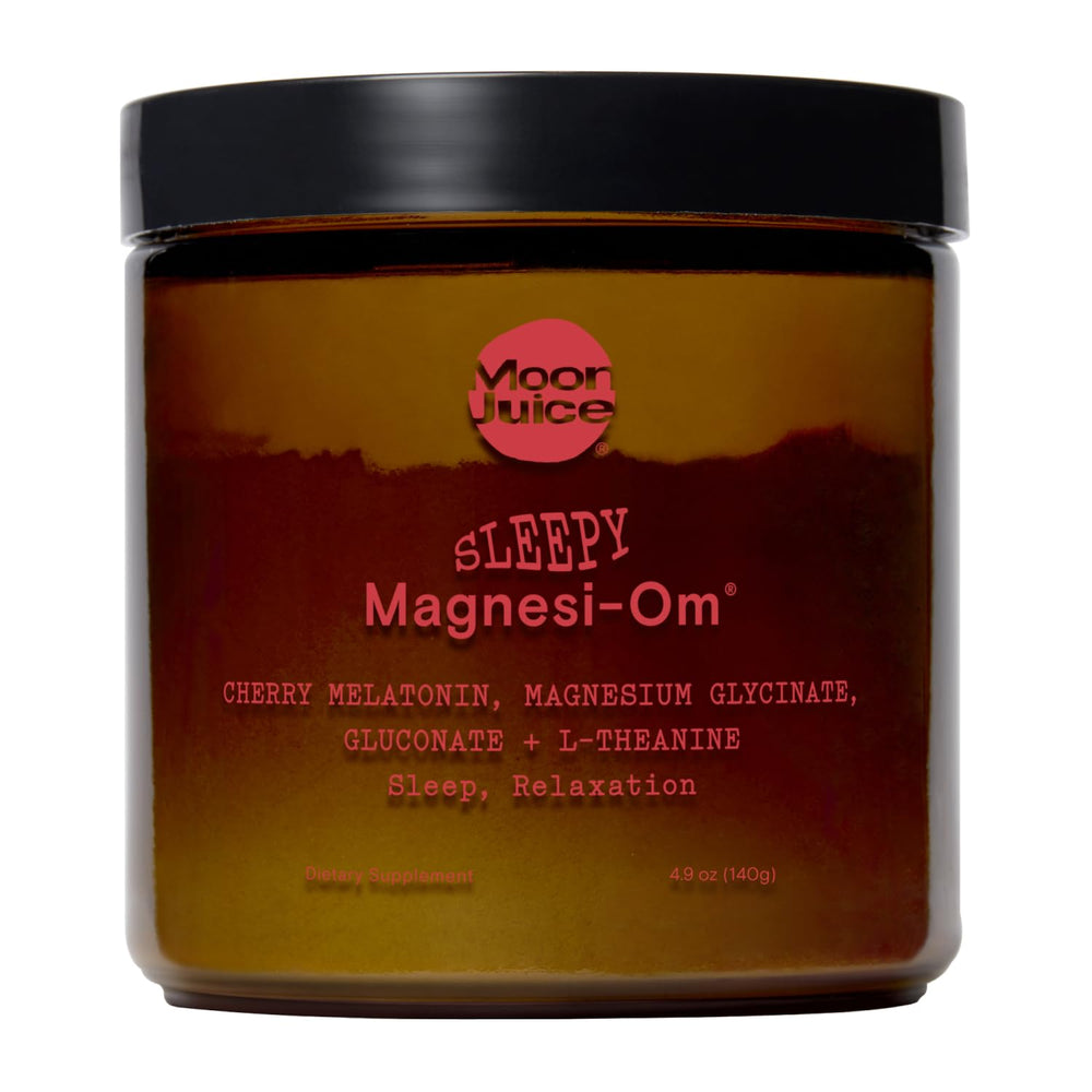 Moon Juice Sleepy Magnesi-Om bottle front for a relaxing bedtime routine