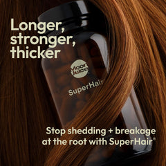 Moon Juice SuperHair bottle label highlights key vitamins and botanicals