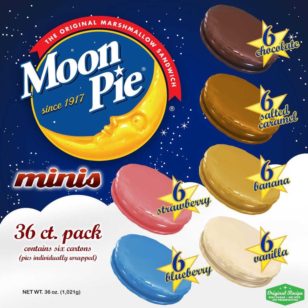 Moon Pie Minis Original flavor image; classic marshmallow sandwich bite.