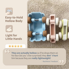 Moonkie sedan car toy with smooth wheels for quiet indoor and outdoor use.