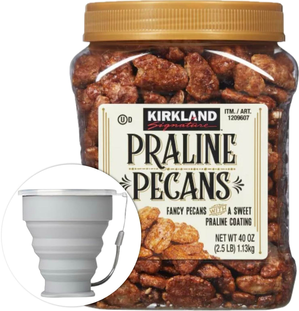 The MORALZA praline pecans bundle weighs 2.5 lbs, ready to enjoy.