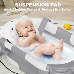 MoreFeel baby bathtub thermometer display shows water temperature for comfortable baths.