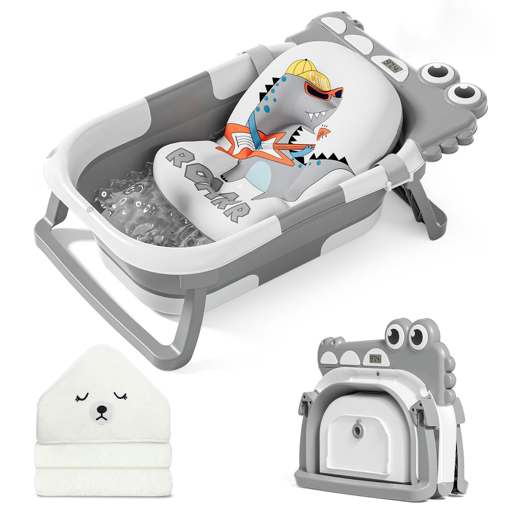 MoreFeel collapsible baby bathtub fold saves space for small bathrooms.