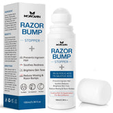 Morovan Razor Bumps Serum bottle prepared for post-shave care and smoothing