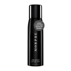 MORPHE Continuous Setting Mist bottle close-up showing precise, even application