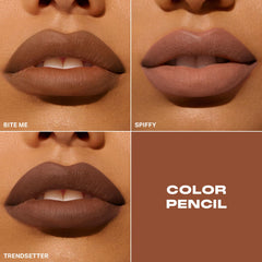 MORPHE creamy pigment lip pencil application shows easy, buildable color payoff