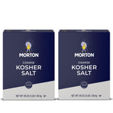 Morton coarse kosher salt crystals for easy pinching and measuring in recipes