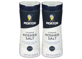 Morton Coarse Kosher Salt bottle with 1lb canister for quick, controlled seasoning.