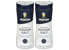 Morton Coarse Kosher Salt bottle with 1lb canister for quick, controlled seasoning.
