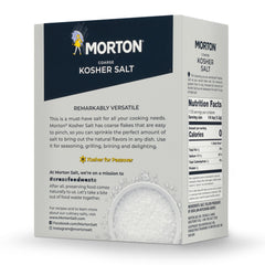 Morton salt crystal texture close-up highlighting airy flakes for gentle seasoning